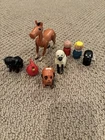 Vintage Fisher Price Little People Lot Farm Animals Wooden dog, pig, rooster