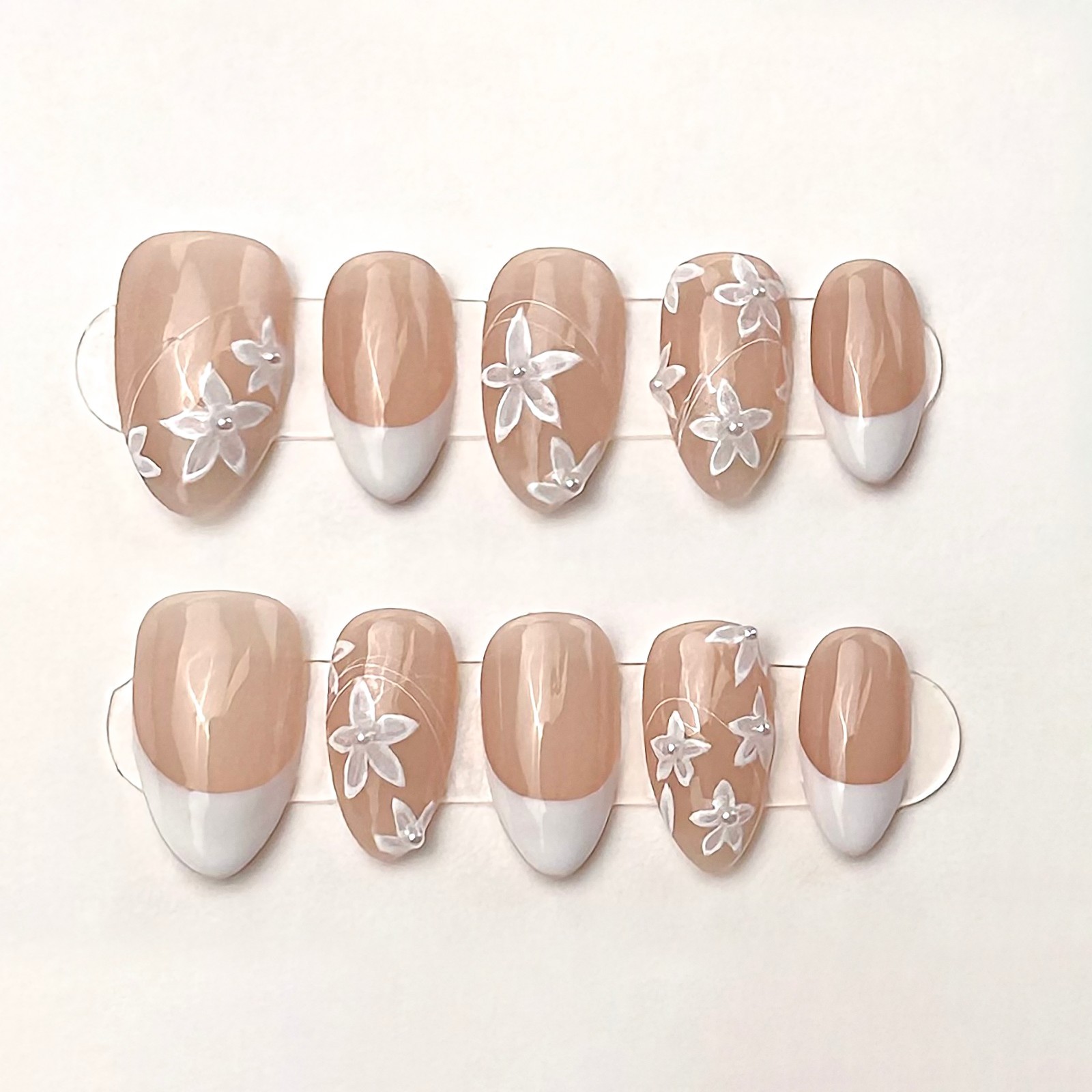 On Nails, Handmade Bridal French Tip Nails Set