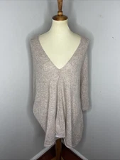 In2 By Incashmere Womens One Size 100% Cashmere Topper Poncho Heather Brown