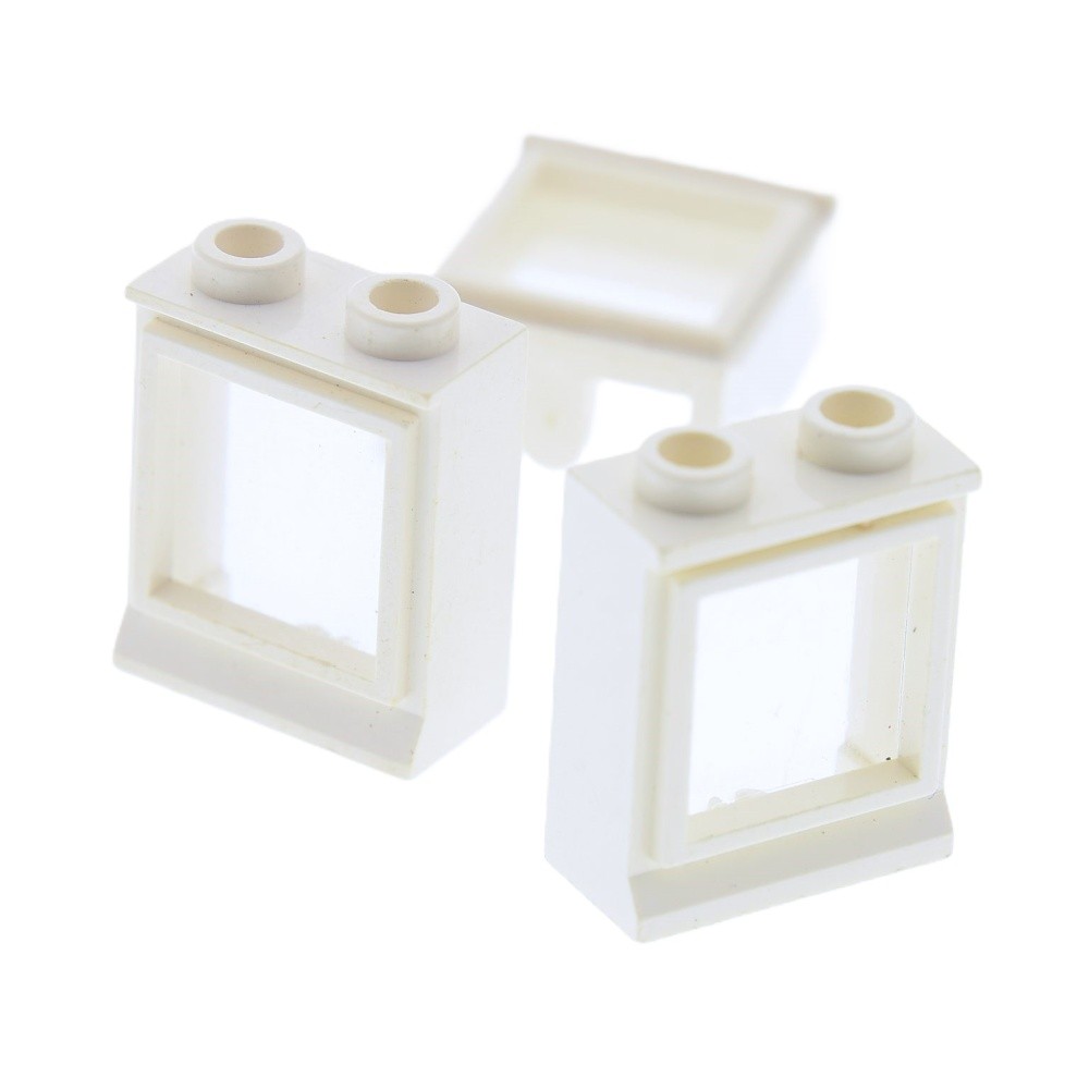 3X Lego Window Frame 75° 1X2X2 White Transparent Disc White Train 7026C01