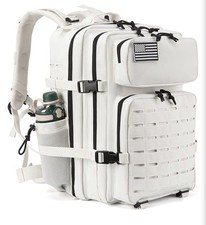 45L White Tactical Backpack Molle Daypack Bug Out Bag Hiking Rucksack
