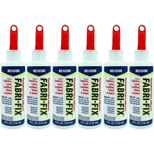 Beacon Fabri-Fix Permanent Adhesive-4oz Fast Grab Quick Dry Bottle - 6 Pack New