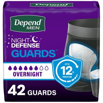 Depend Men's Guards Incontinence Pads Overnight Absorbency 42 Count
