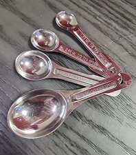 4 Pc Stainless Steel Measuring Spoon Teaspoon Set Scoop Baking Metric Tool New