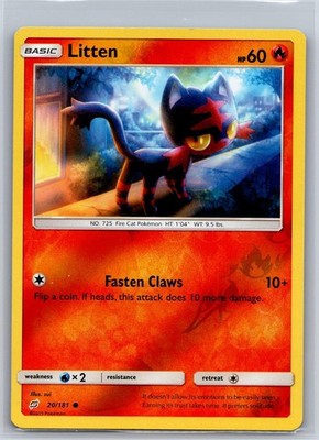 Litten 20/181 Common Team Up Pokemon Reverse Holo NM/M 620d-16