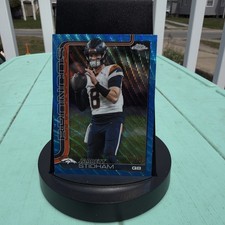 2025 Topps Chrome Football Jarrett Stidham #89 Blue Wave Refractor /150 Broncos