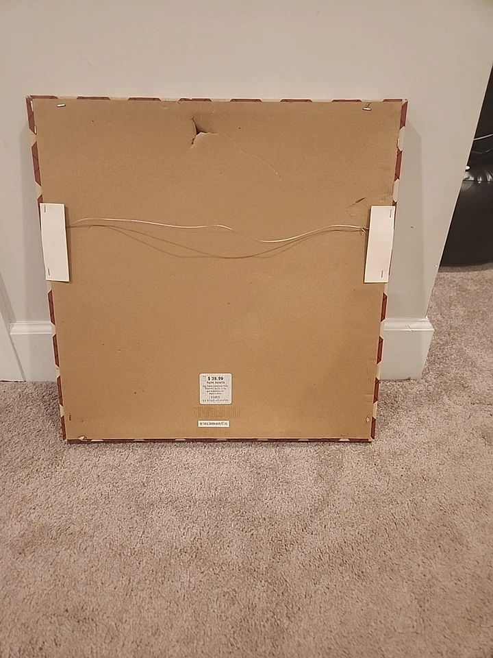 Cuadro en lienzo calcetín mono habitación bebé pintura rojo y gris 20"x20" guardería Foto 2 de 4