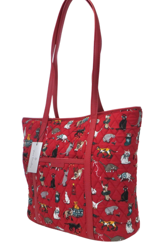 Neu Neu mit Etikett Vera Bradley Urlaub Katzen Kätzchen Weihnachten kleine getrimmte Beuteltasche Handtasche ROT - Bild 3 von 16