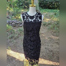 Calvin Klein Womens Black Floral Lace Knee Length Sheath Dress Size 8