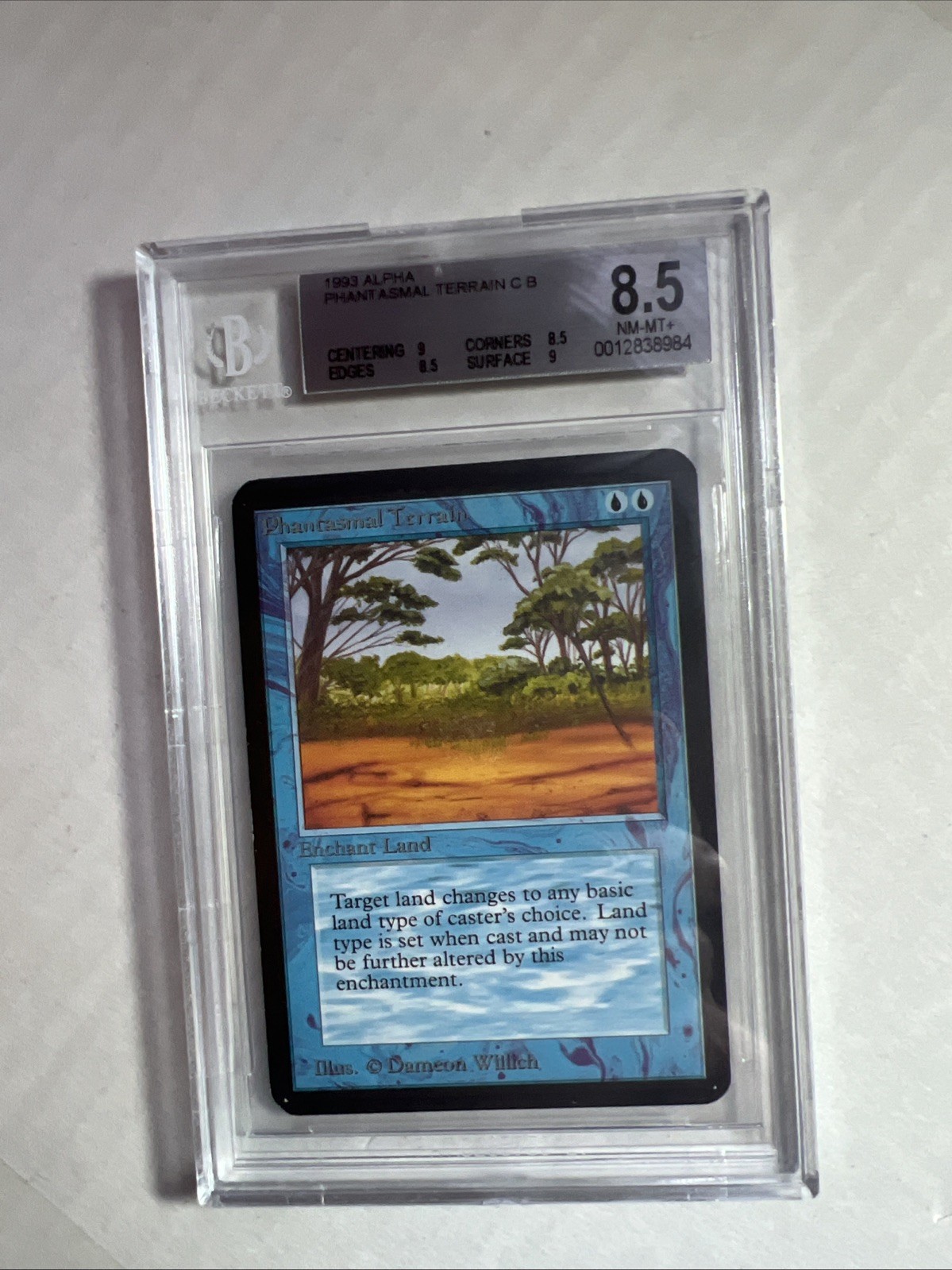 MTG ALPHA Phantasmal Terrain BGS 8.5 Quad++ NM-MT+ (Mint centring surface)  1993