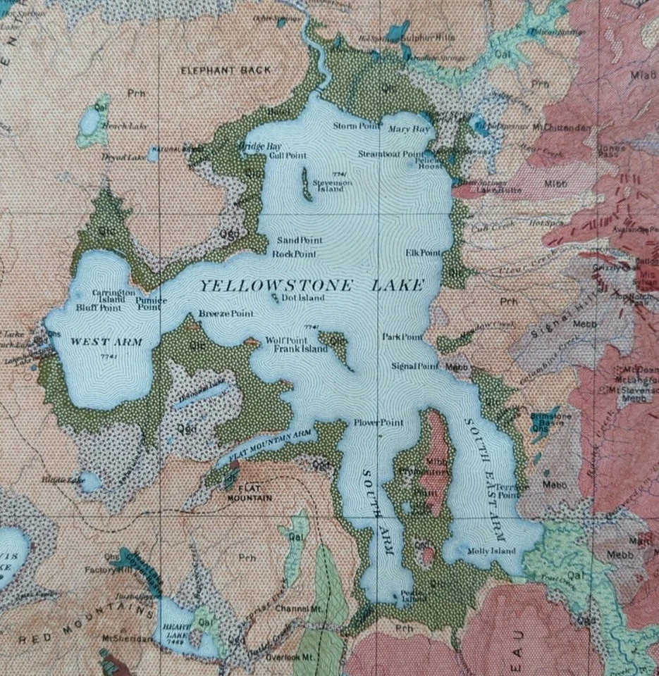Vintage 1904 USGS YELLOWSTONE NATIONAL PARK WYOMING Map 35"x21" Old Antique  - Image 2 of 4
