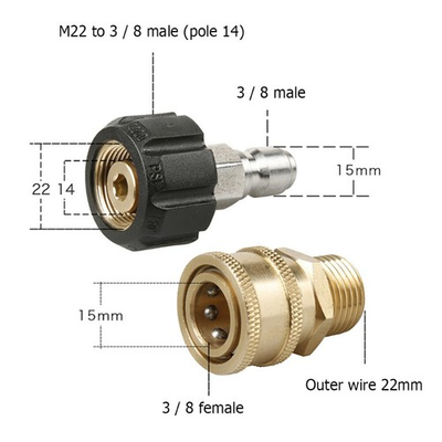 #ad 2Pcs Set Quick Connect Pressure Washer Adapter M22 14 mm Swivel to 3 8 inch $27.60