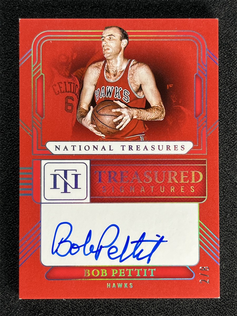2024-25 Panini National Treasures Bob Pettit Red Treasured Signatures Auto /8