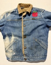 Vintage Wrangler Fleece Lined Denim Jean Jacket Apple Bunny Made In USAsize 12