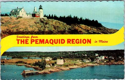 Postcard LIGHTHOUSE SCENE Pemaquid Region Maine ME m/01 AO6165