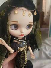 Blythe Doll 12in 1/6 BJD White Skin Matte Face Black Brown Hair Eyebrows Jointed