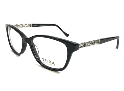 Tura Brilliance Brillenfassung TE246 BLK Schwarz Silber Kristalle 52-16-135