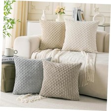 Set of 4 Decorative Throw Pillow Covers 18x18 18" x 18" Pack of 4 Neutral