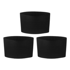 3PACK Black Coffee Cup Sleeve Silicone Reusable Heat-resistant Non-slip Glass