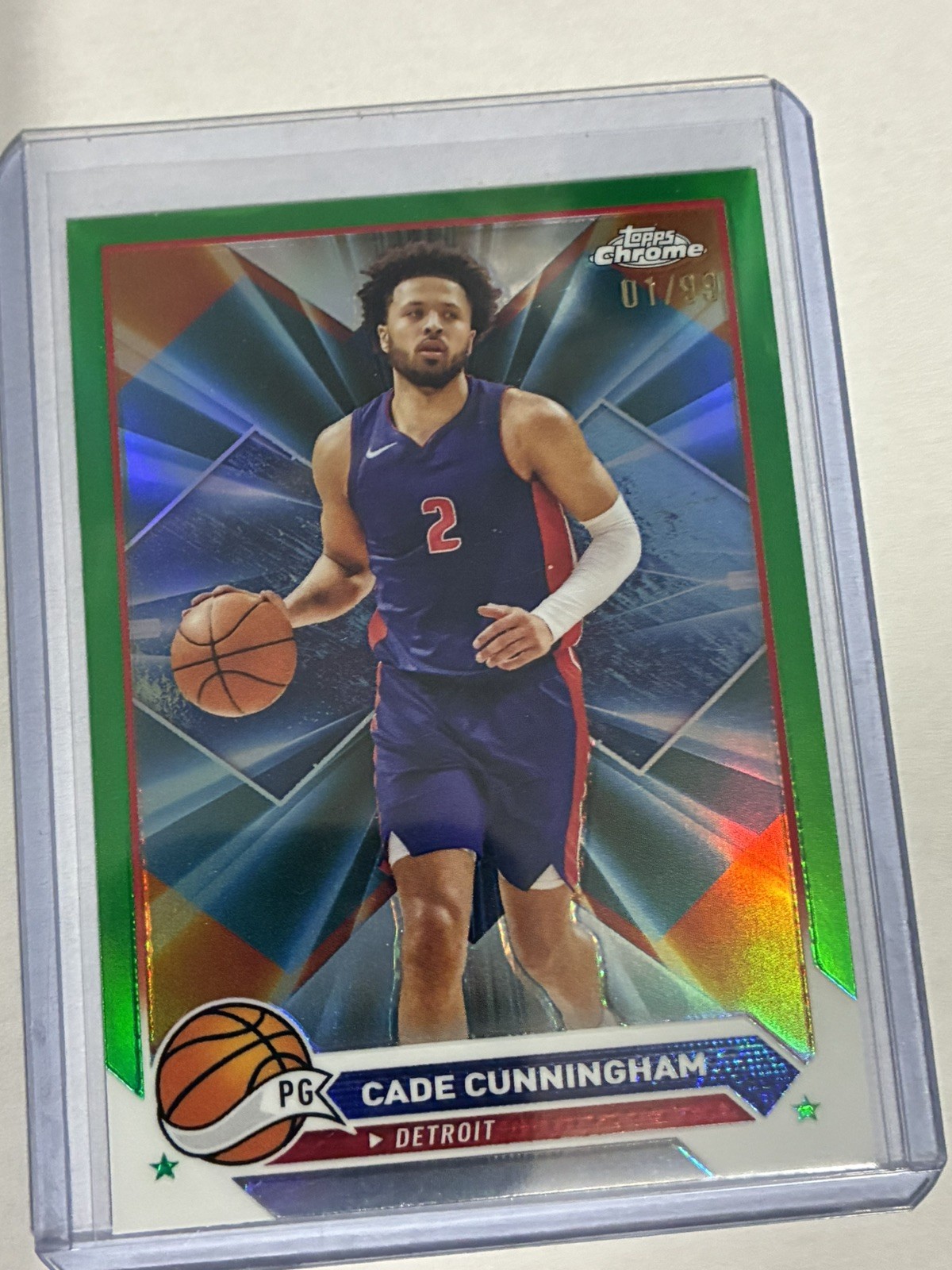 Cade Cunningham 1st ON PRINT  Green Refractor 1/99 Pistons 2023-24 Topps Chrome