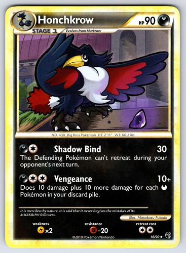 Honchkrow 16/90 Rare HGSS Undaunted Pokemon LP