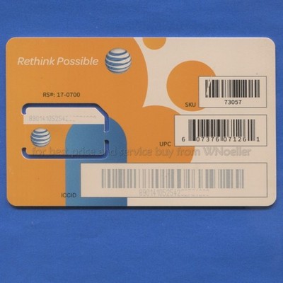 New Unactivated AT&T Mini (Full Size)  SIM card  Prepaid & Postpaid   4G