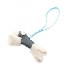HERMES Buddy dog Bag Charm Agneau milo leather Mouton Vert mangrove Celeste K