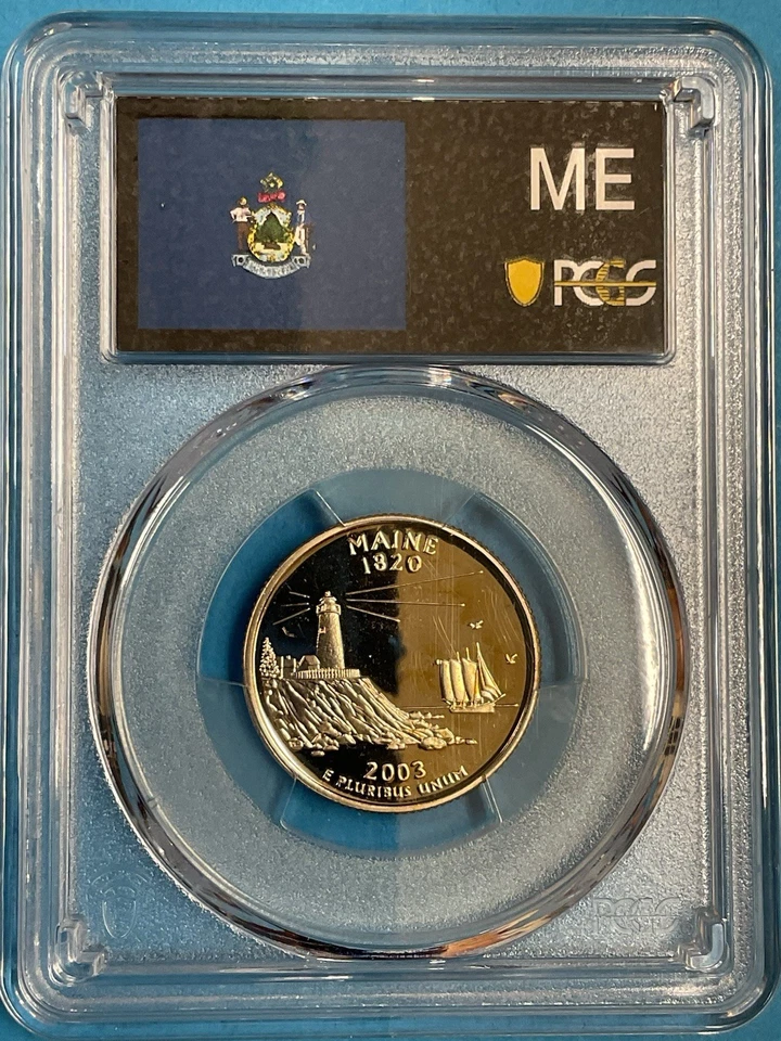 3-Coins 25c/25c/25c State Quarters PCGS PR69DCAM 2003S ME/2005S KS/2007S ID - Image 2 of 4