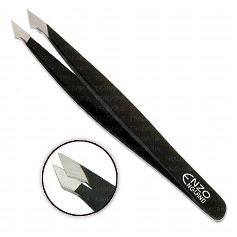 ENZO ENGLAND BLACK BEAUTY FACIAL EYEBROW HAIR REMOVING FINE SLANTED CRAFT BEADING TWEEZERS