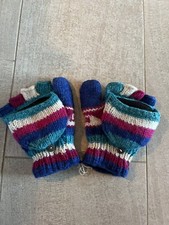 Gloves Wool Lined With Fleece Blue White Green Red