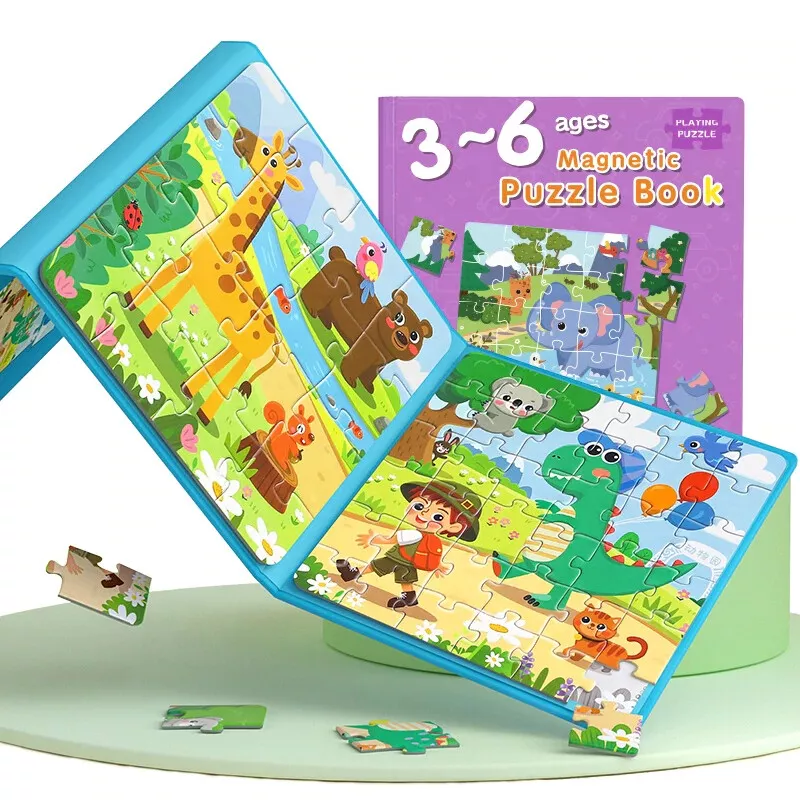 3pcs/set Magnetic Jigsaw Puzzle Books for Kids Ages 0-6, Travel