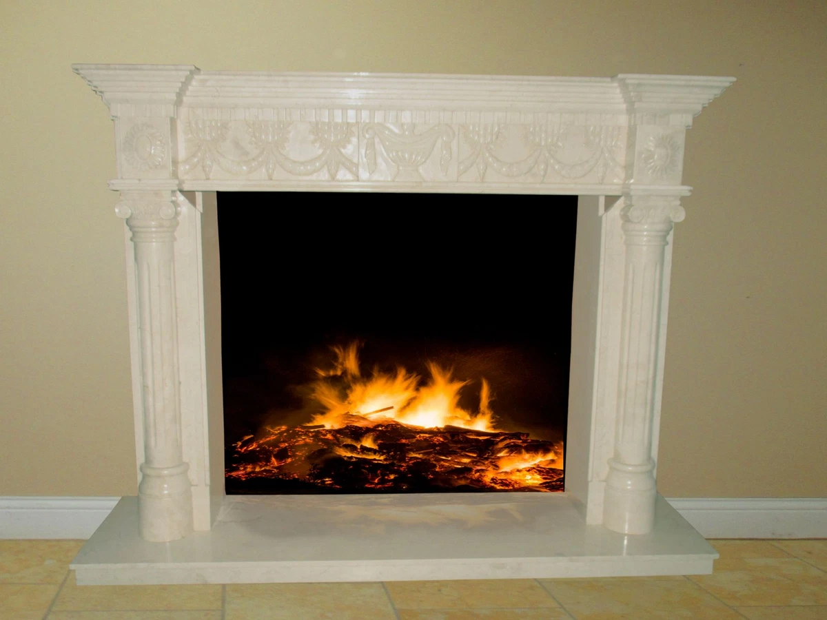 White Marble Fireplace Surround Mantel Living Family Great Room 67x51x17  FPS-16 | eBay