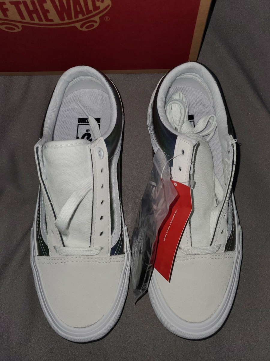 BRAND NEW -WORN ONCE -MENS10.5 - VANS OLD SKOOL PRO - IRIDESCENT TRUWHT/TRUWHT NWT Vans Slip On Pro Iridescent Silver Sneakers Size 6.5  main image 3