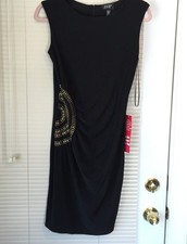 JSP Junior Dress Size M Black Clubwear Knee-Length Polyester Sheath Sleeveless
