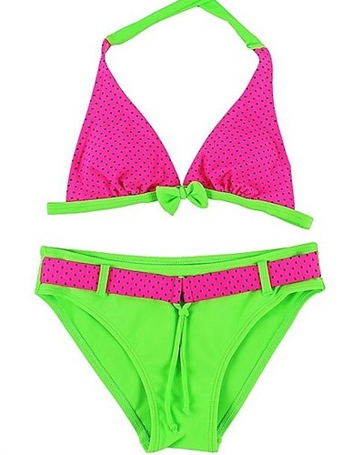NWT GIRLS size 10, 12 EYE-CATCHING MIXED COLOR BELTED HALTER BIKINI CHOICE - Picture 12 of 16