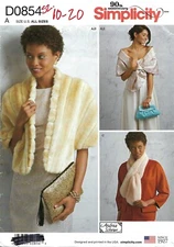 Simplicity D0854 Stole, Pull-Thru Scarf & Shawl Clutch Purse Sz 10-20 UNCUT 8530
