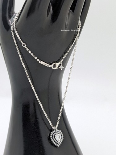 New 100% PANDORA 925 Sparkling double Heart Halo Necklace Stud Earring Gift Set - Picture 5 of 10