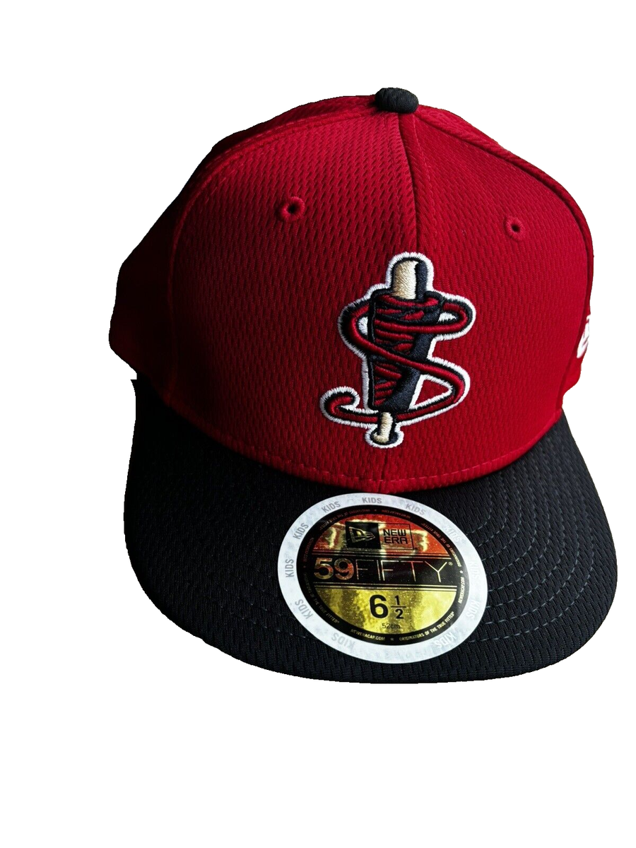 New Era 59Fifty Red Lowell Spinners YOUTH size 1/2 fitted