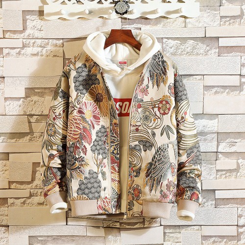 Mens Japanese Embroidery Jacket Coat Boys Hip Hop Streetwear Jacket Coats - Afbeelding 1 van 8