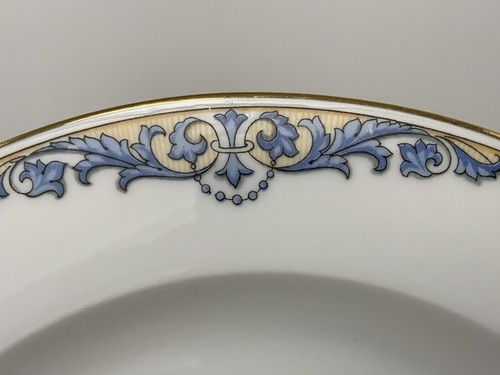 "Plato de cena de colección Hutschenreuther Selb Bavaria 10"" hojas de pergamino azul borde amarillo" - Imagen 12 de 12