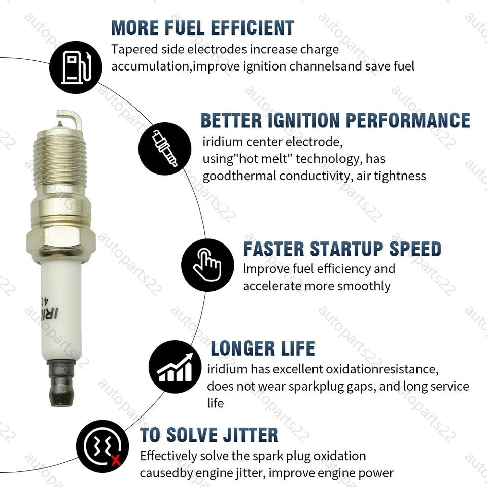Bujías de iridio CNPAPC para Buick Chevrolet GMC Pontiac 41-101 12568387 8 un. Foto 4 de 4