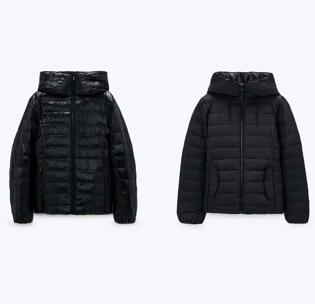 zara shiny puffer jacket black