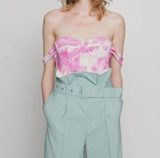 285 Rokh Women's Pink Tie Dye Off-The-Shoulder Corset Top Size FR 36/US 4