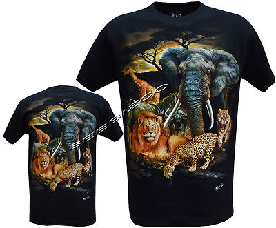 Neu T-Shirt Löwe Tiger Elefant Giraffe niedliche Dschungeltiere S - 3XL von Wild
