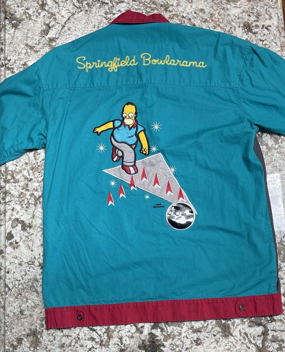 The Simpsons Vintage 2002 Bowling Shirt Springfield Bowlarama Mens