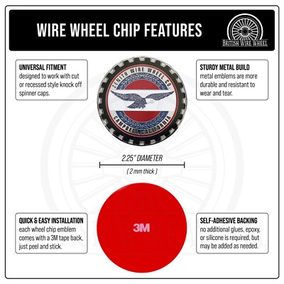 Zenith Chrome Metal Wire Wheel Knockoff Chip Emblems | 2.25