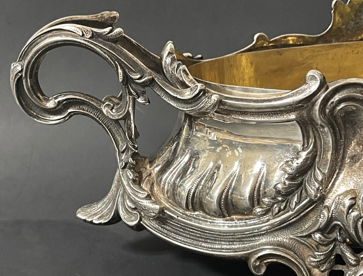 Antique 19C Louis XV Style Sterling Silver and Silver Plate