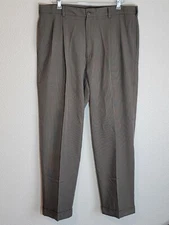 geoffrey beene dress pants mens size 36x30 regular tapered pleated front gray