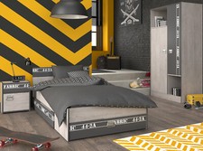 Kinderzimmer Jugendzimmer komplett Set Bett Kleiderschrank Stauraumbett Fabric