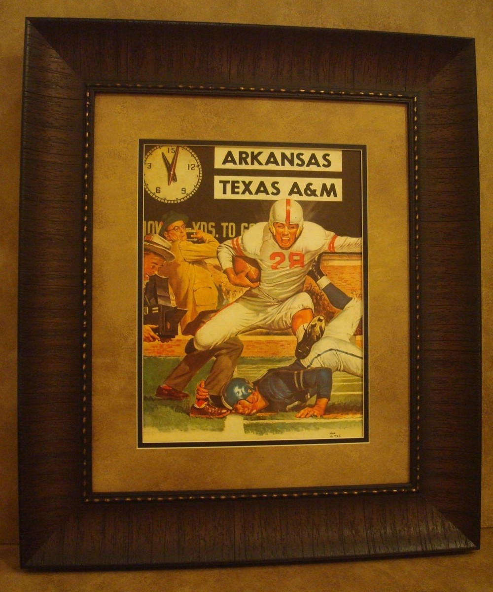 VINTAGE TEXAS A&M COLLEGE FOOTBALL POSTER FRAMED 